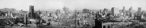 Panoramabild des Erdbebens von 1906 in San Francisco