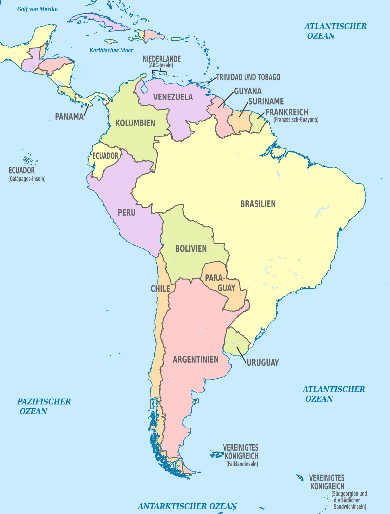 Südamerika Länder Karte | Landkarte